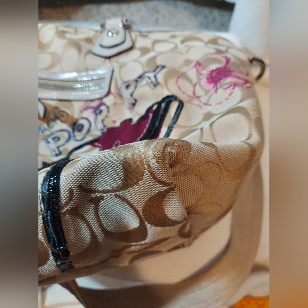 Coach Poppy Petal Signature Highlight Shoulder Bag GUC - Picture 13 of 13